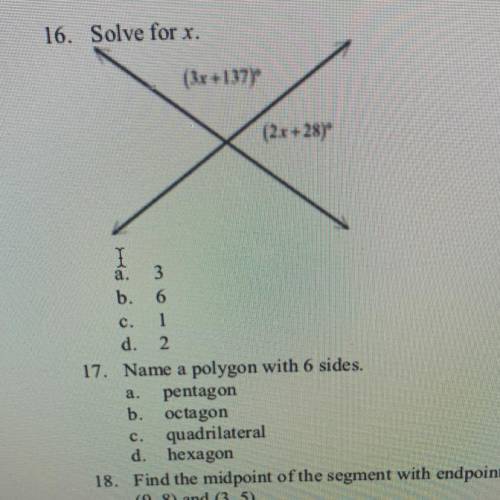 Solve for X. 
A. 
B. 
C. 
D.
