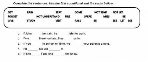 Complete the sentences. Use the first conditional and the verbs bellow.