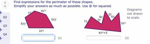 Please help ASAP ! Find the expressions for the perimeter of these shapes.