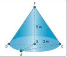 A heap of grain is shaped like a cone ADCF with height 5 m and a base radius of 2 m, as shown on th