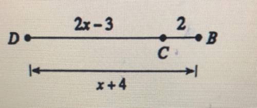 Find the value of x using segment addition below.