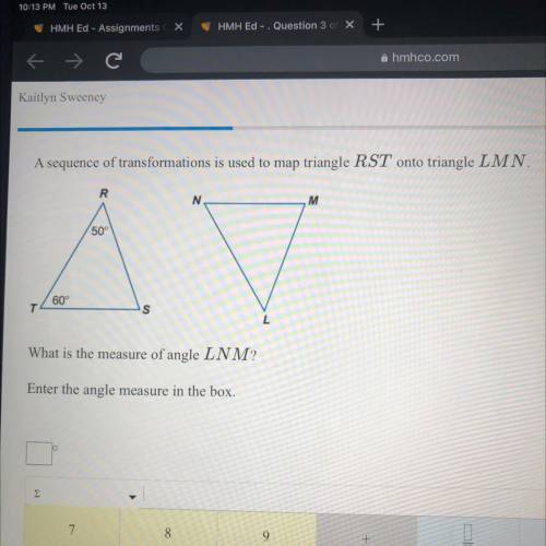 A sequence of transformations is used to map triangle RST onto triangle LMN please help