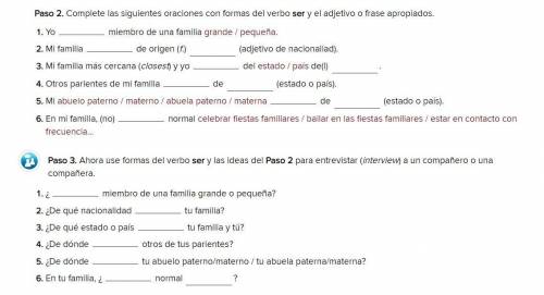 P.77 A. Paso 2. Complete with the conjugated form of Ser and write the sentences #1-5

p.77 A Paso