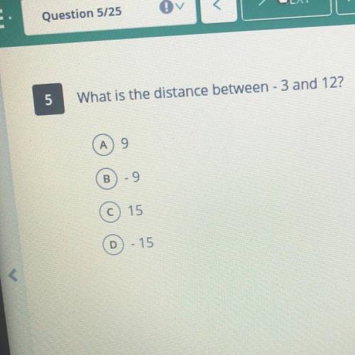 What is the distance between -3 and 12?