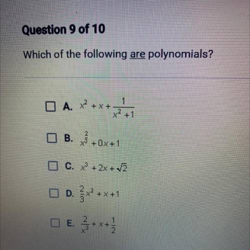 Which of the following are polynomials?