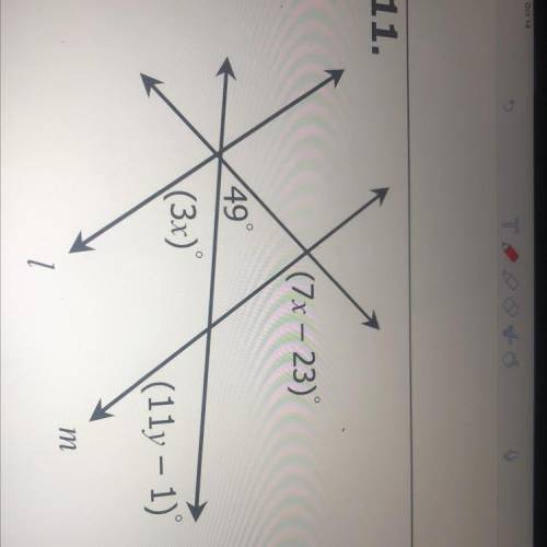 If l is parallel to m find the value of each missing variable