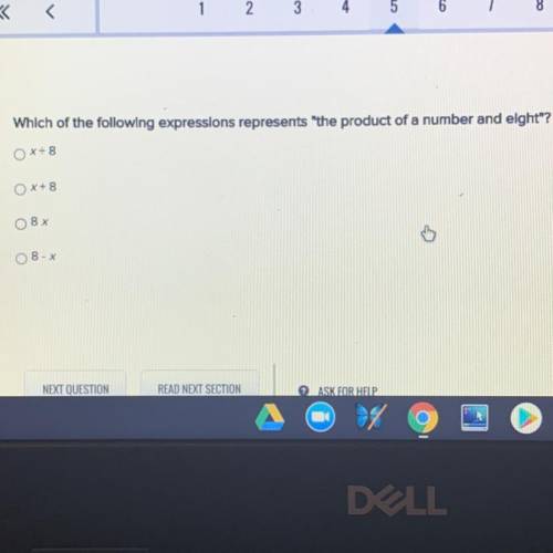 Which of the following expressions represents the product of a number and 8