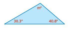 The sum of the measures of the angles of a triangle equals 180°. Write and solve an equation to fin