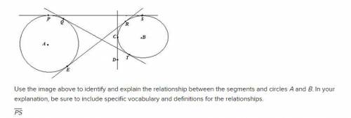 Use the image above to identify and explain the relationship between the segments and circles A and
