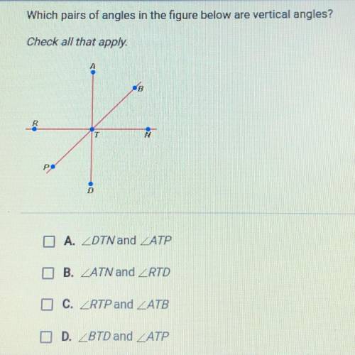 Which pairs of angles in the figure below are vertical angles?

Check all that apply.
B
&
PO
9