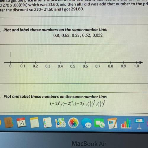 5. Plot and label these numbers on the same number line:
0.8, 0.65, 0.27, 0.52, 0.052