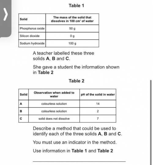Describe a method that could be used to identify each of the three solids A,B and C
