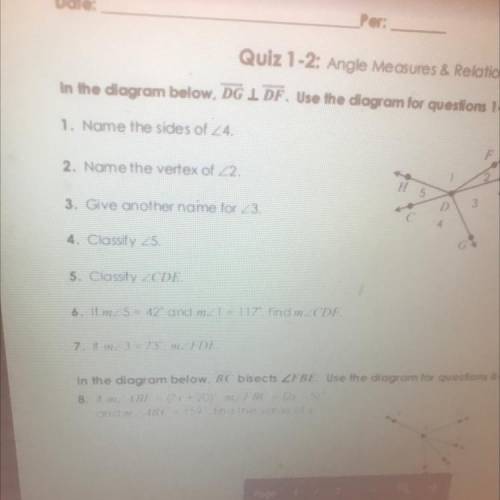 Quiz 1-2 angle measure and relationships Unit 1: basics