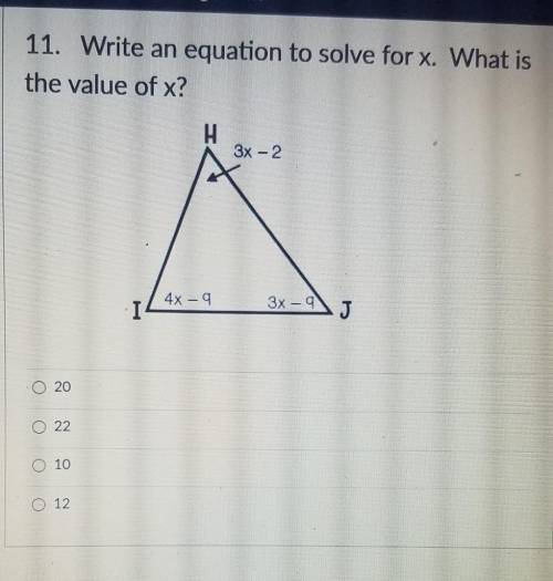 write an equation to solve for x. what is the value of x none of this makes any sense to me at all