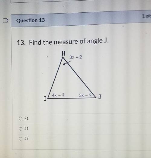Find the measure of angle J .will mark brainiest