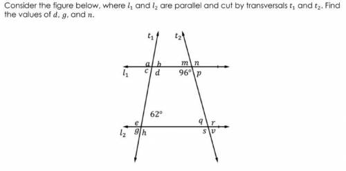 consider the figure below where l 1 and l 2 are parallel and cut traversals t 1 and t 2 find the va