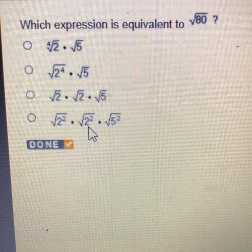 Which expression is equivalent to Start root80 ?

O ^4start root2end root•√5
0 start root2^4•start