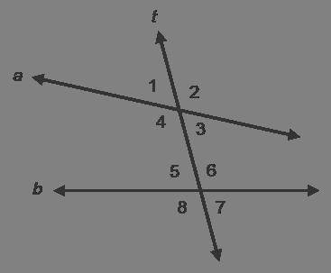 WILL RATE BRANLIEST Transversal t intersects lines a and b to form 8 angles. The angles formed with