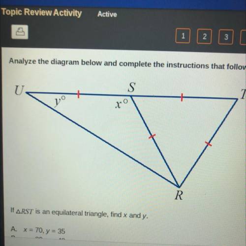 Please help!! Will give brainliest if correct!

If triangle RST is an equilateral triangle, find x