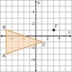 Triangle ABC will be dilated according to the rule

, where point F is the center of dilation.What