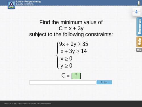 Find the minimum value of 
C=x+3y