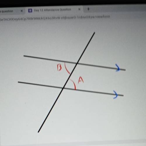 The relationship between angles a and b?