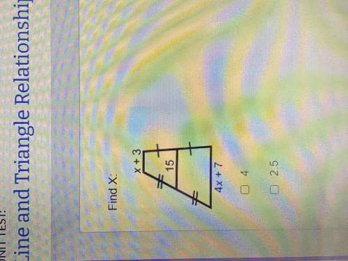 Find X: a 4, b 2.5, c 7.5, d 3