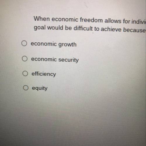 The question above says : when economic freedom allows for individuals to make choices in types of