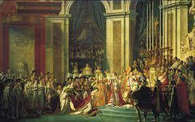 The painting shows Napoleon.

In the painting, Napoleon is declaring himself emperor. Which charac