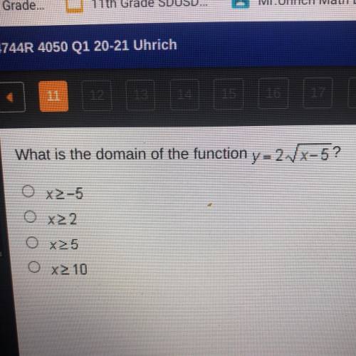 PLEASE HELP ME

What is the domain of the function y= 2/X-5?
0 XX-5
O x2
0 x 5
O x2 10