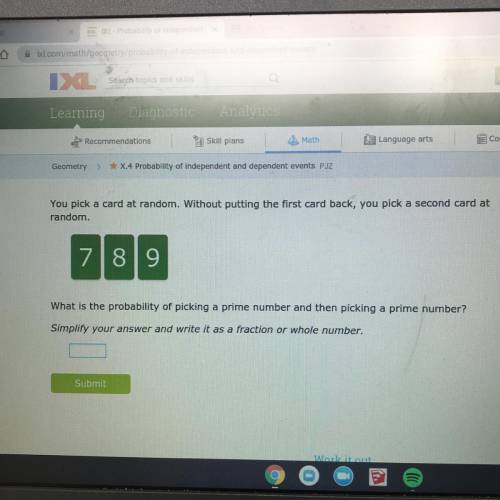 What is the probability of picking a prime number and then picking a prime number?