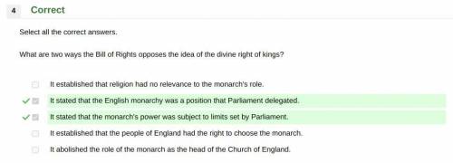 What are two ways the Bill of Rights opposes the idea of the divine right of kings?

1. It establi