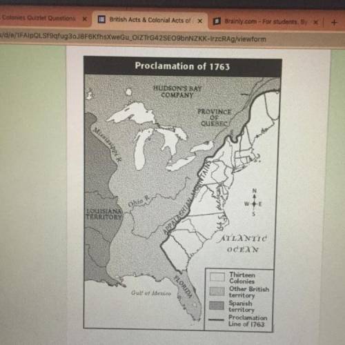 According to the map of the proclamation of 1763 what was the eastern boundary of the Spanish terri