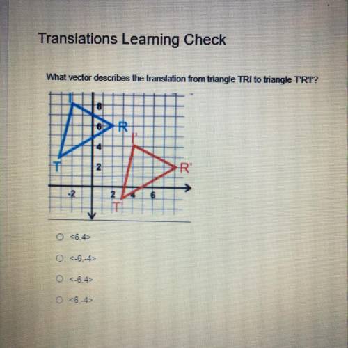 What vector describes the translation from triangle TRI to triangle TRT?