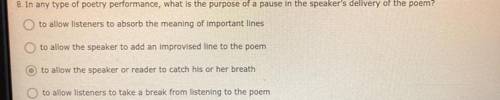 In any type of poetry performance, what is the purpose of a pause in the speakers delivery of the p