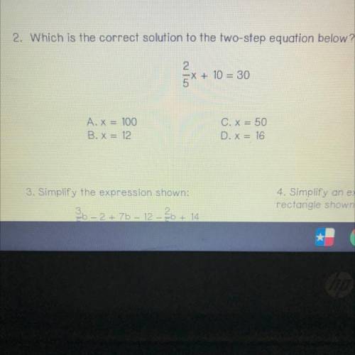 Which is the correct solution to the two step equation below?