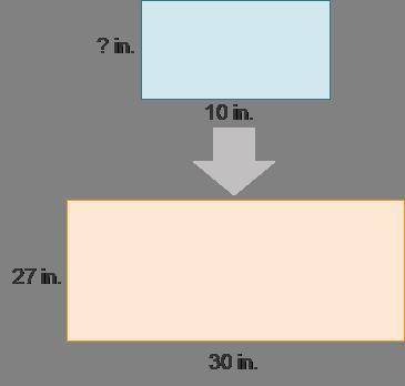 The diagram represents the process of enlarging a rectangle using a scale factor of 3. The width of