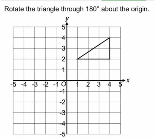 Rotate the triangle through 180 degrees around the origin (I need a image of the rotation please)