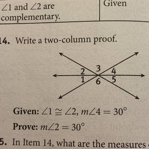 Write a two column proof (number 14)