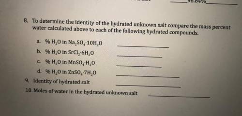 What is the mass percent water in the following?