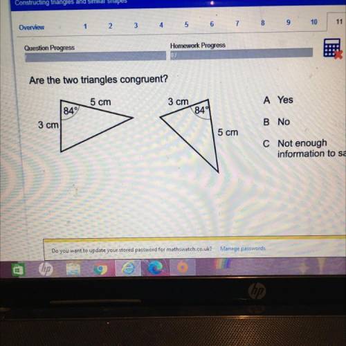 Are the two triangles congruent?