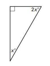 I have 2 questions

(1) What is the value of x? 
30
60
90
(2) Classify the Triangle by its Angles.