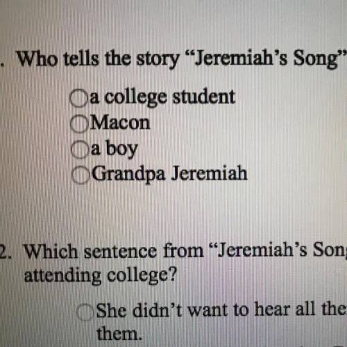 Who tells the story “jermiah’s song”