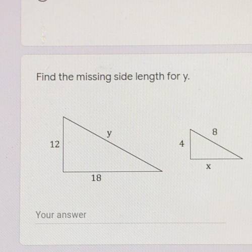 Find the missing side length for y.