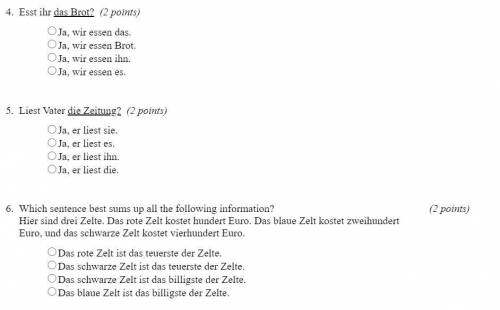 PLEASE HELP (GERMAN)

Answer questions 1-5 using a direct object pronoun to replace the underlined