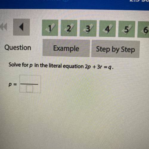 Solve for p in the literal equation 2p + 3r =q.