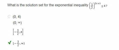 What is the solution set for the exponential inequality (1/2)^ 2 x + 1 <= 4?
 D