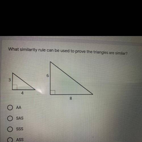 What similarity rule can be used to prove the triangles are similar . plz help