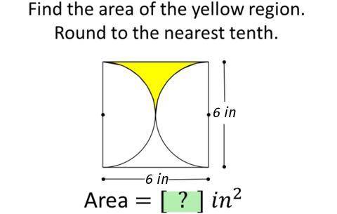 Find the area of the yellow region. Round to the nearest tenth. help pleaseeeeeee