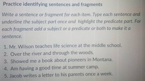 Identifying Sentences and Fragments (I'm dumb, p.s. ignore the subject type bc I just need this ans